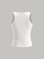 Ribbed Knit Top With Metal Detail