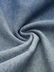 Asymmetrical Collar Denim Crop Shirt