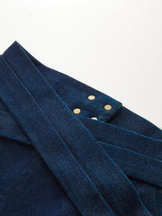 Cross-Over High-Waist Denim Wide-Leg Jeans