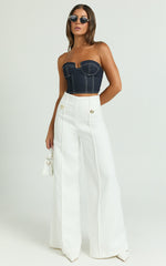 Carol Top - Denim Corset Top in Dark Raw Denim