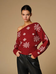 Asymmetrical Snowflake Knit Top