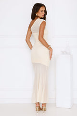 Disco Fever One Shoulder Mesh Maxi Dress Yellow