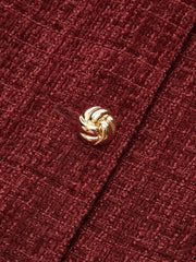 Metal Button Tweed Cropped Blazer
