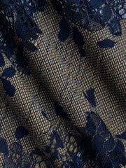 Semi-Sheer Midnight Garden Lace Up Cami Long Dress