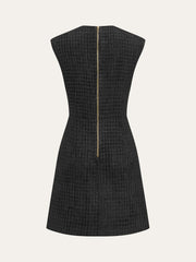 Chain Detail Tweed Sleeveless Mini Dress