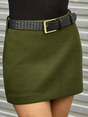 High-Waist Belted Mini Skirt