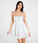 Beauty In The Detail Tie Back Floral Skater Dress