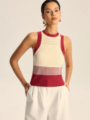 Color-Block Ribbed Knit Tank Top