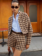 Houndstooth Stand-Collar Jacket