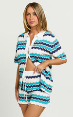 Runaway The Label - Hubert Top in Blue Multi