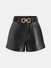 Belted Faux Leather Shorts