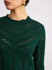 Scalloped Edge Openwork Knit Sweater