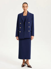 Metal Double-Breasted Oversized Blazer