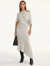 Asymmetric Wool-Blend Midi Skirt