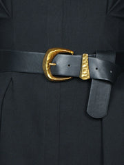 Gold Buckle Faux Leather Belt
