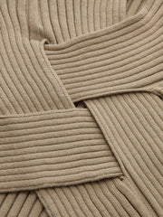 Mock Neck Cross-Over Crop Top and Midi Skirt Set