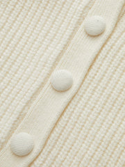 V-Neck Button Wool Blend Cable Knit Cardigan