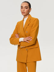 Double-Breasted Metal Button Blazer