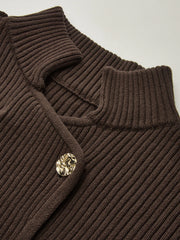 Stand Collar Asymmetric Button Cardigan