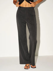 Pinstripe Low-Waist Pants