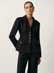 Cross-Shaped Button Blazer