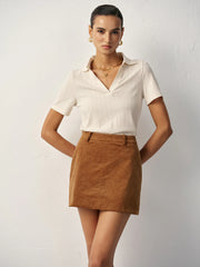 Corduroy Mid-Waist Mini Skirt