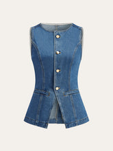 Button-Front Denim Vest