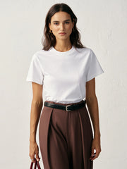 Water-Repellent Cotton Crew Neck T-Shirt