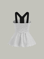 Striped Peplum Top with Contrast Straps