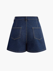 Denim Pocket Detail Shorts Set