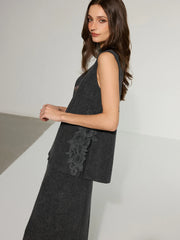 Lace Trim Sleeveless Top and Maxi Skirt Set