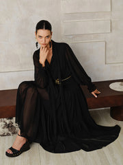 Chiffon Maxi Dresse with Scarf