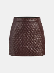 Faux Leather Quilted Mini Skirt