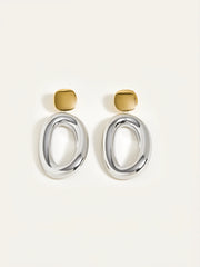 Two-Tone Smooth Oval Drop Earrings