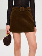 Belted Suede Mini Skirt