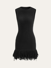 Sleeveless Fringe Hem Sweater Dress