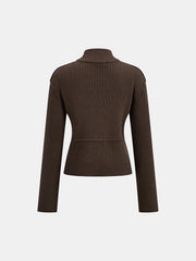 Stand Collar Asymmetric Button Cardigan