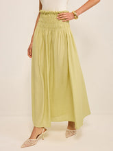 Pleated Linen Smocked Maxi Skirt