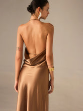 Satin Halter-Neck Backless Maxi Dress