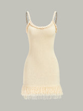 Braided Rope Strap Fringe Hem Sweater Dress