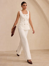 Tweed Side Slit Wide-Leg Pants