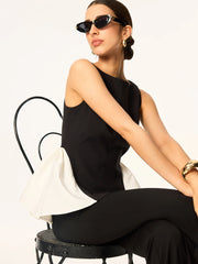 Colorblock Peplum-Waist Sleeveless Blouse