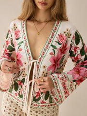 Floral Print Tie-Front Shirt