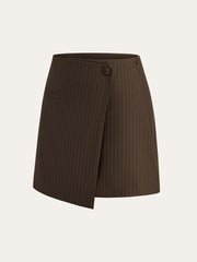 Pinstripe Wrap Mini Skirt