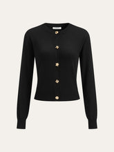 Wool Blend Metal Button Cardigan