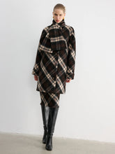 Plaid Wool-Blend Coat with Matching Scarf