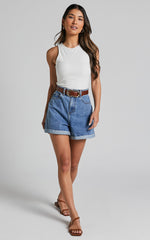 Cardella Tank - Jersey Long Line Scoop Neck Top in White