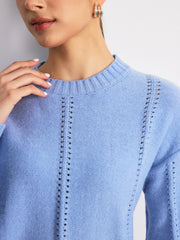 Eyelet Detail Crew Neck Sweater