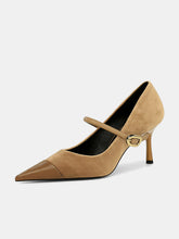 Faux Suede Pointed-Toe Mary Jane Pumps