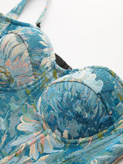 Floral Jacquard Corset Top